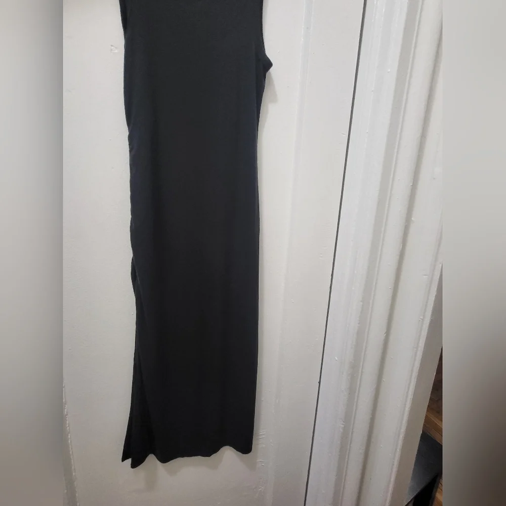 J. Crew Black Ruched Midi Dress